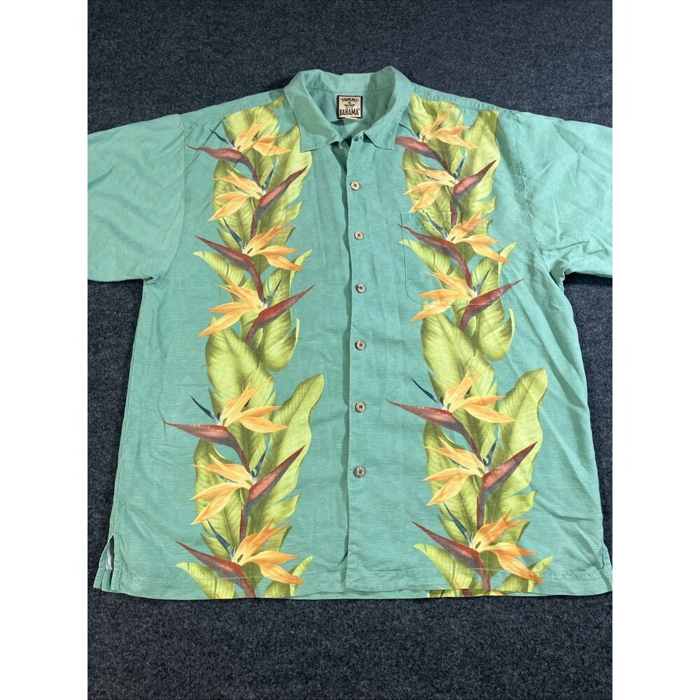 Vintage Tommy Bahama 100% Silk Hawaiian Camp Shirt Men's XL Birds of Paradise